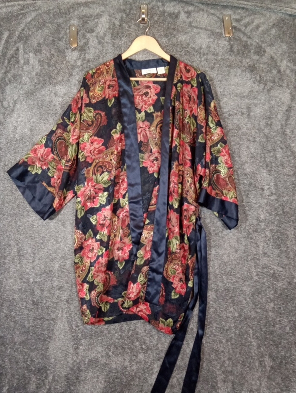 Victoria Secret 90s Open Kimono Robe One Size Floral Cottage Paisley Lingerie - Picture 2 of 11
